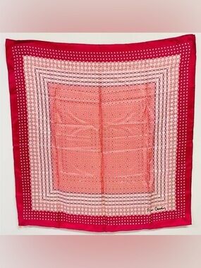 Pierre Cardin Coral Pink and Fuchsia Silk Square Scarf